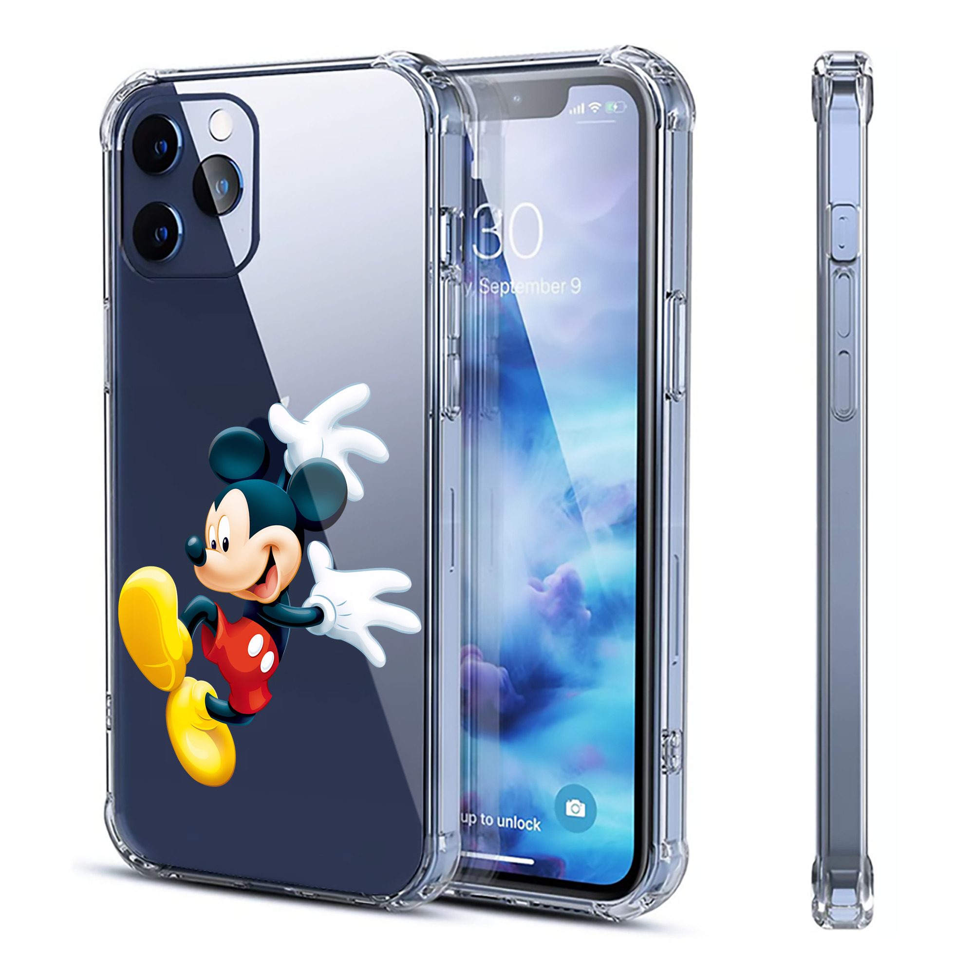 （画像用） ミッキーマウス Mickey Mouse 【iPhone 12シリーズ対応】透明スマホケース（クリアソフトケース）